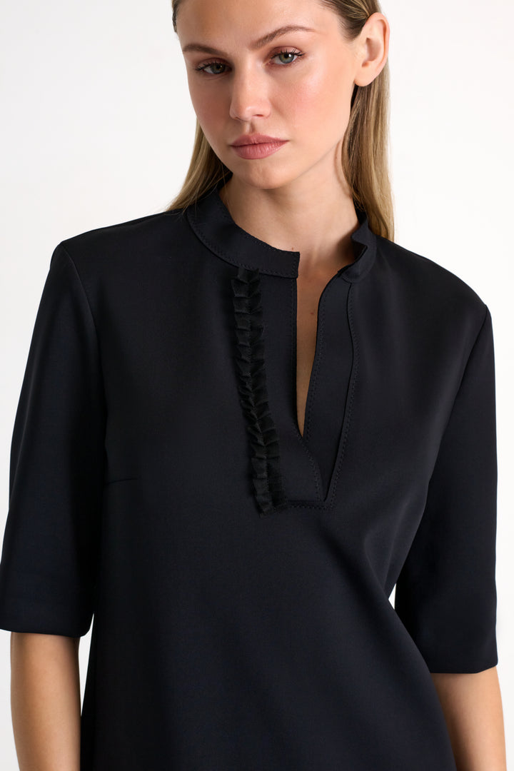 Sofia Elbow Sleeve Split Neck Dress