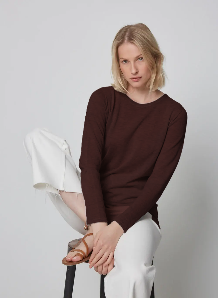 Cashmere Long Sleeve Crewneck - Chocolate