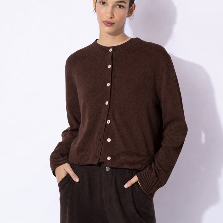 Classic Knit Cardigan with Ribbed Hem