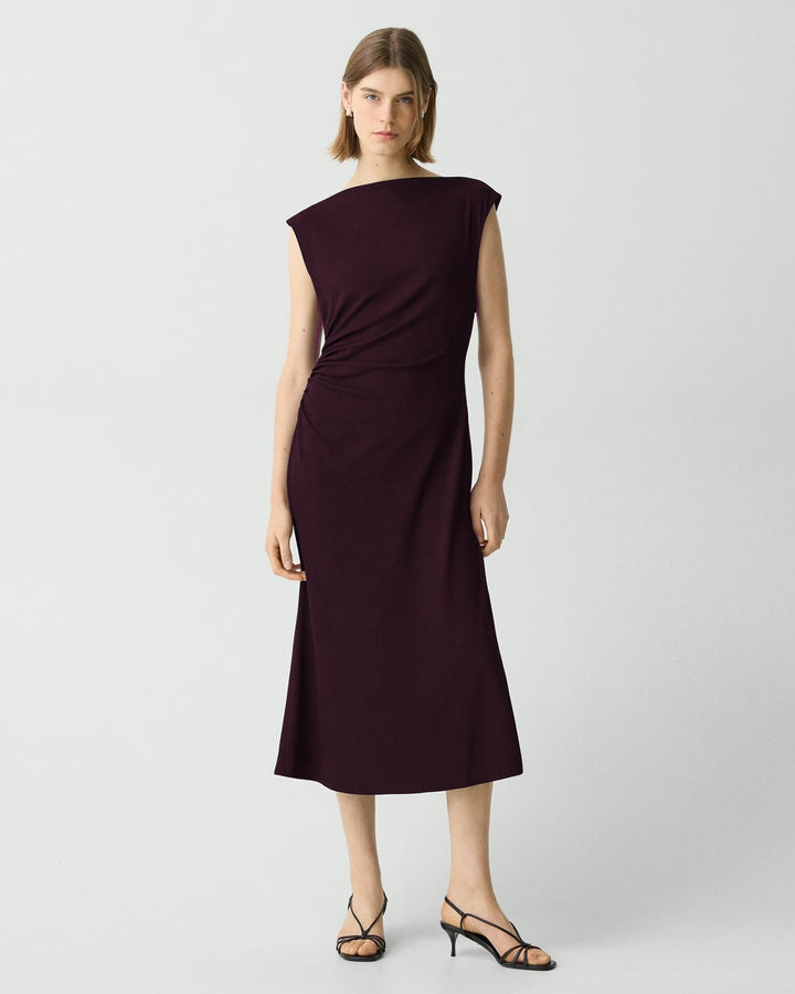 Draped Boatneck Dress in Crepe Jersey