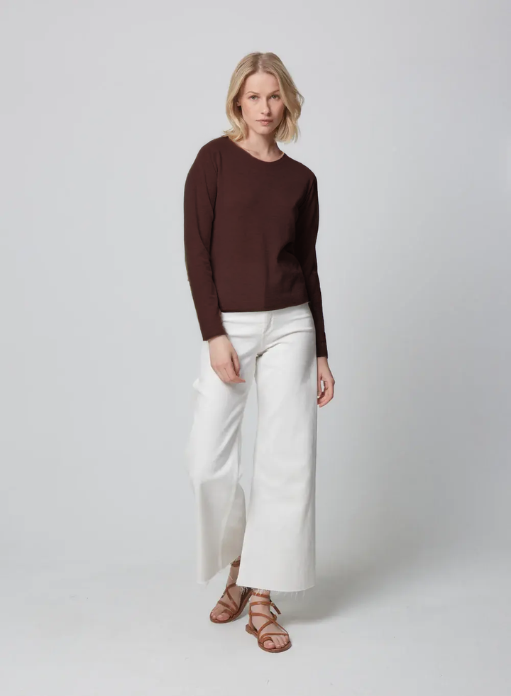 Cashmere Long Sleeve Crewneck - Chocolate