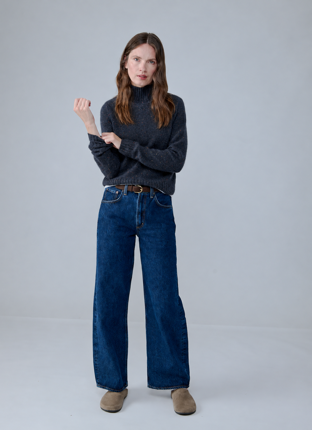 Solid Cropped Chunky Mock Neck Sweater