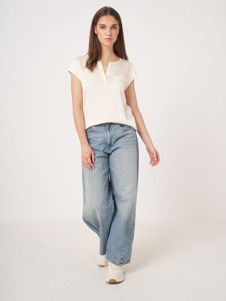 Sleeveless Silk Pocket Blouse