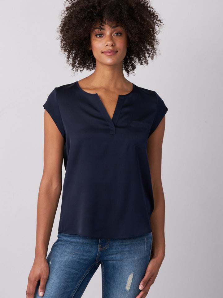 Sleeveless Silk Pocket Blouse