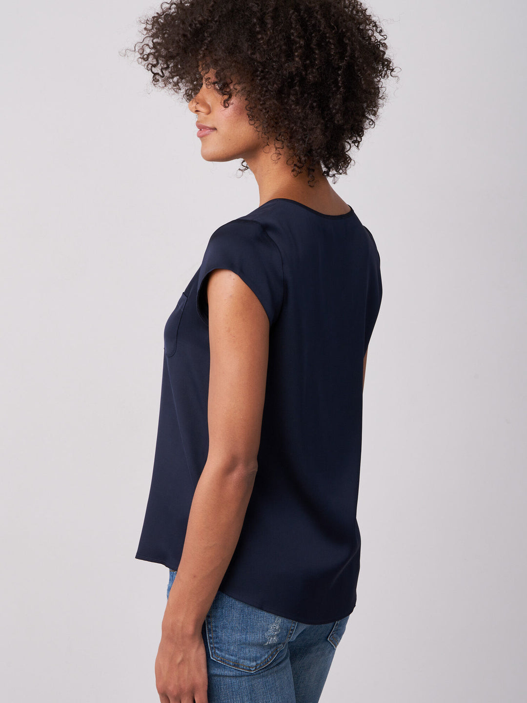 Sleeveless Silk Pocket Blouse