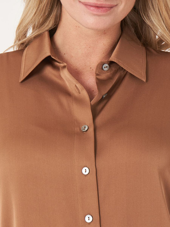 Silk Shirt With Chest Pocket And Side Slits