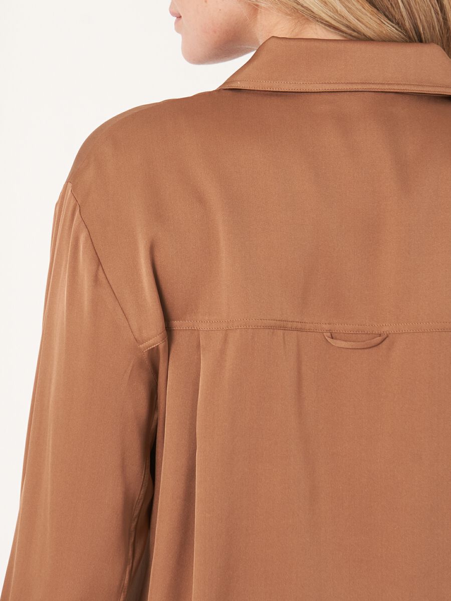 Silk Shirt With Chest Pocket And Side Slits