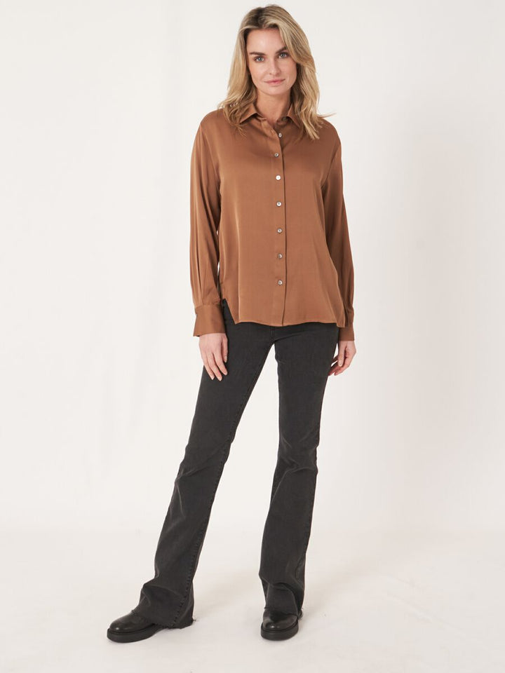 Silk Shirt With Chest Pocket And Side Slits