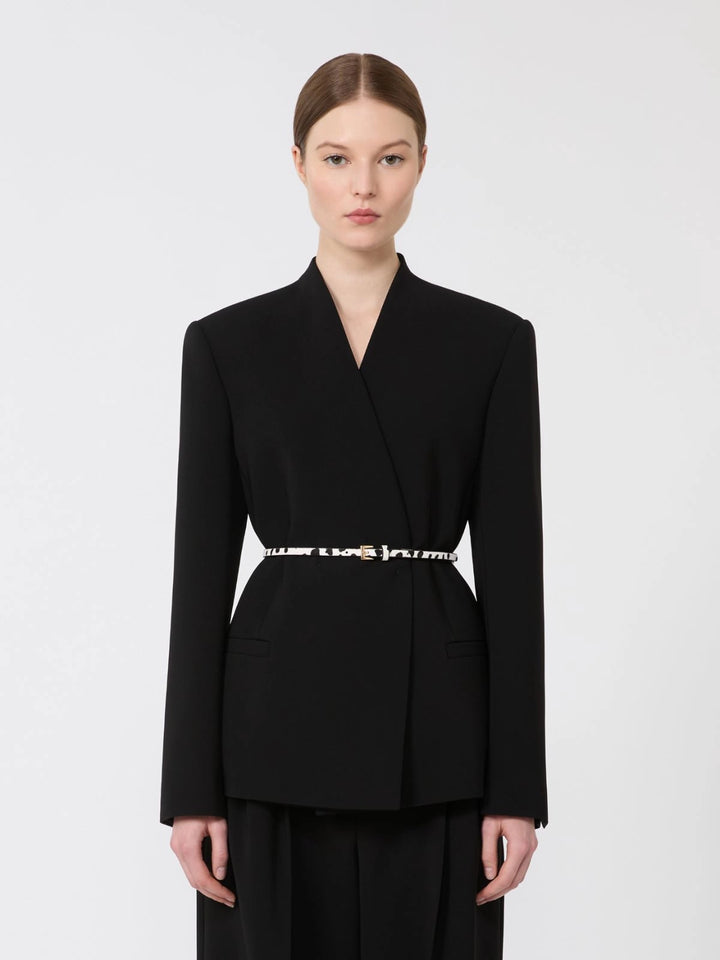Double-breasted Cady Jacket with Belt - Black