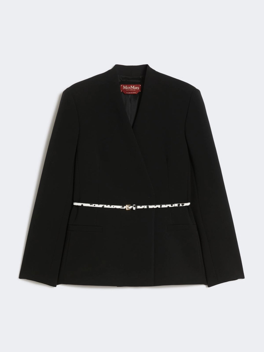 Double-breasted Cady Jacket with Belt - Black