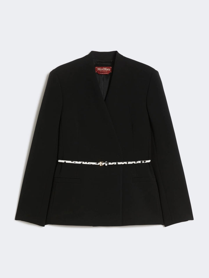 Double-breasted Cady Jacket with Belt - Black