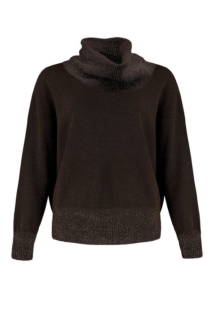 Reversible Sparkle Cowl Neck Sweater - Wenge