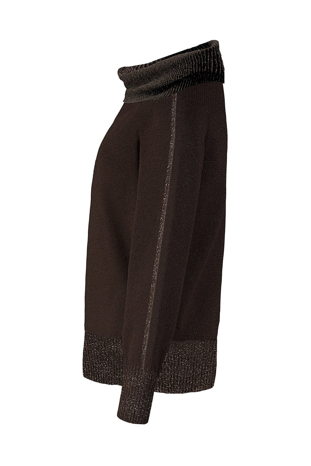 Reversible Sparkle Cowl Neck Sweater - Wenge