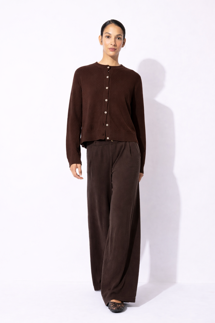 Classic Knit Cardigan with Ribbed Hem