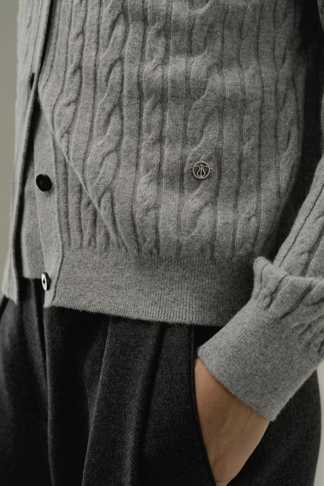 Cable Knit V Neck Cardigan