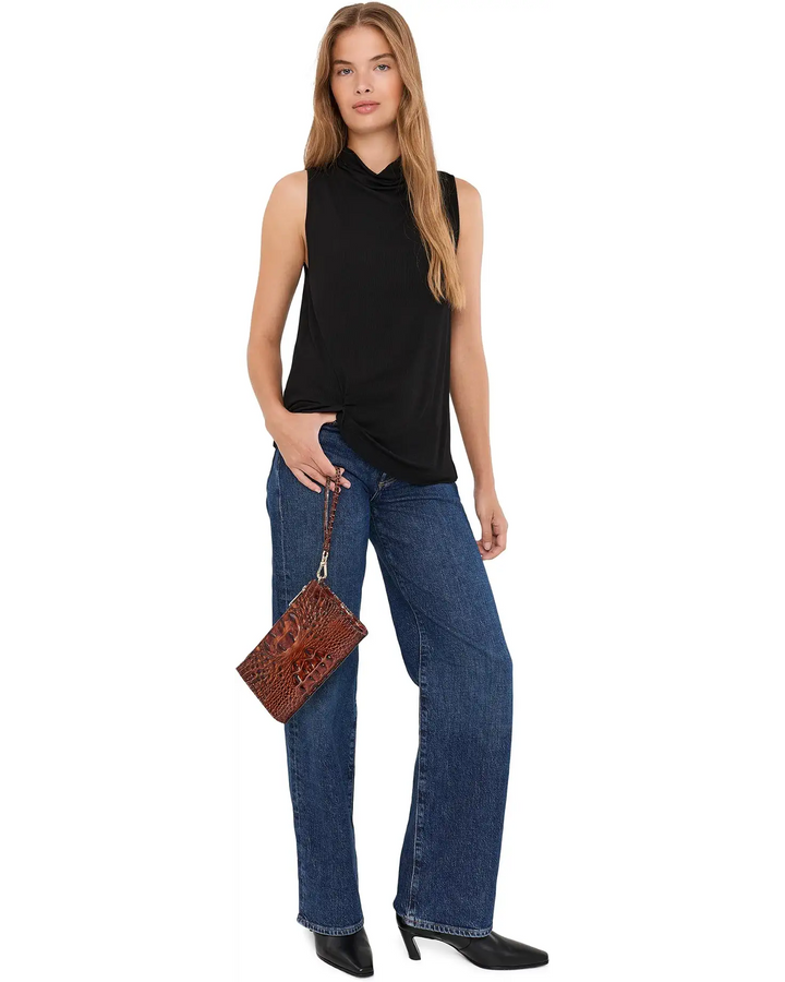 Minka Pleated Mock Neck