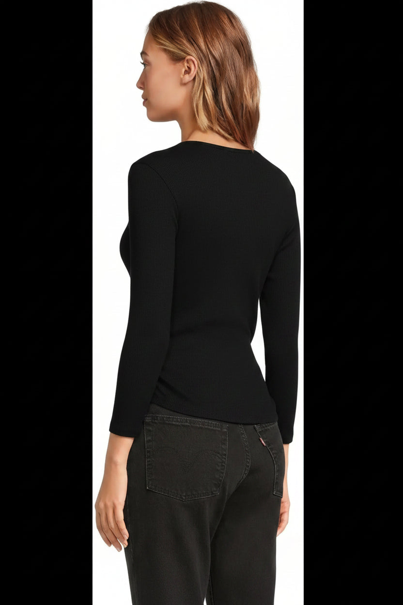 Sylvie V Neck Shirred Sides Tee