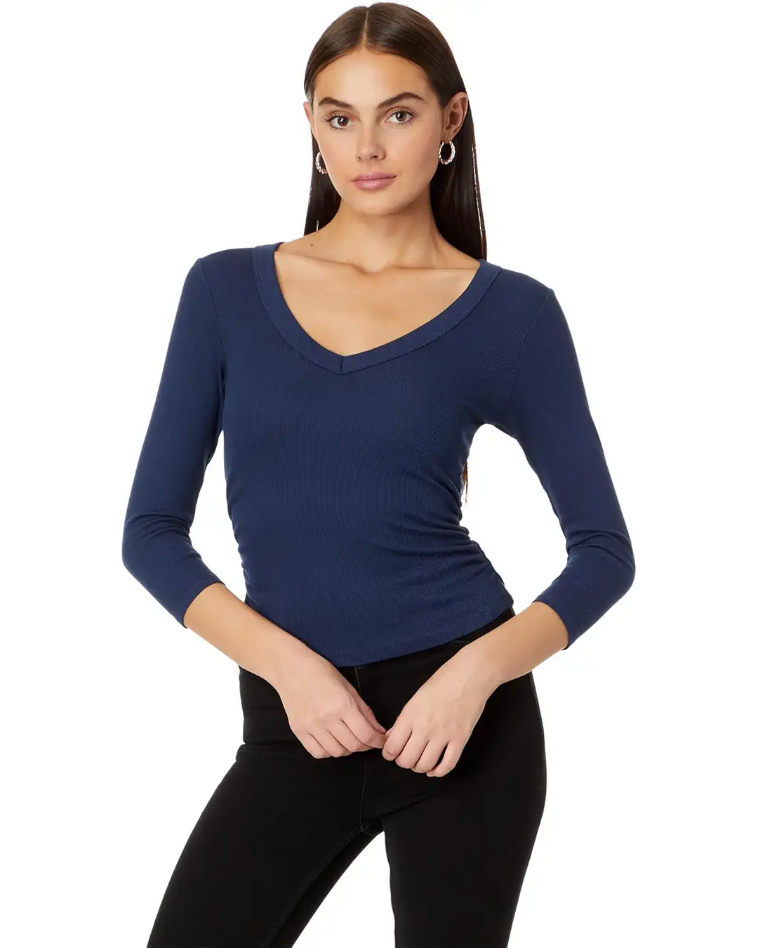 Enid 3/4 Sleeve V-Neck Crop Tee