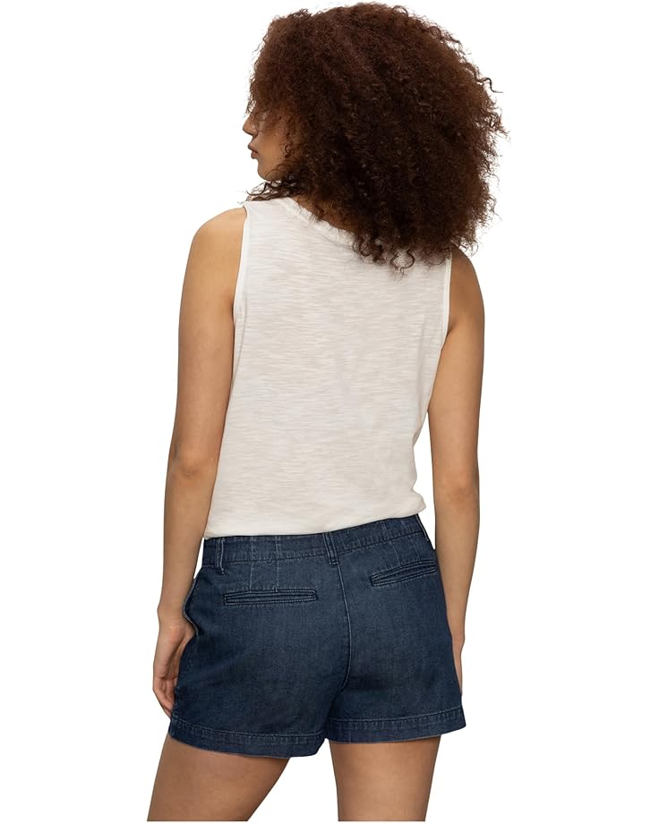 Notched Button Front Tee - White
