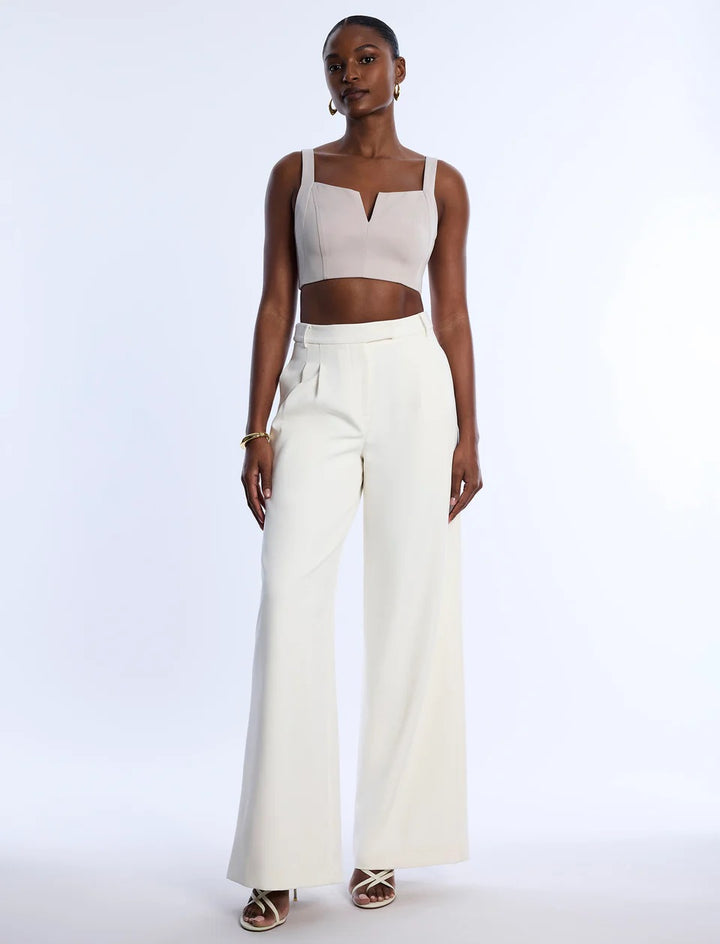 Pleat Front Wide Leg Pant