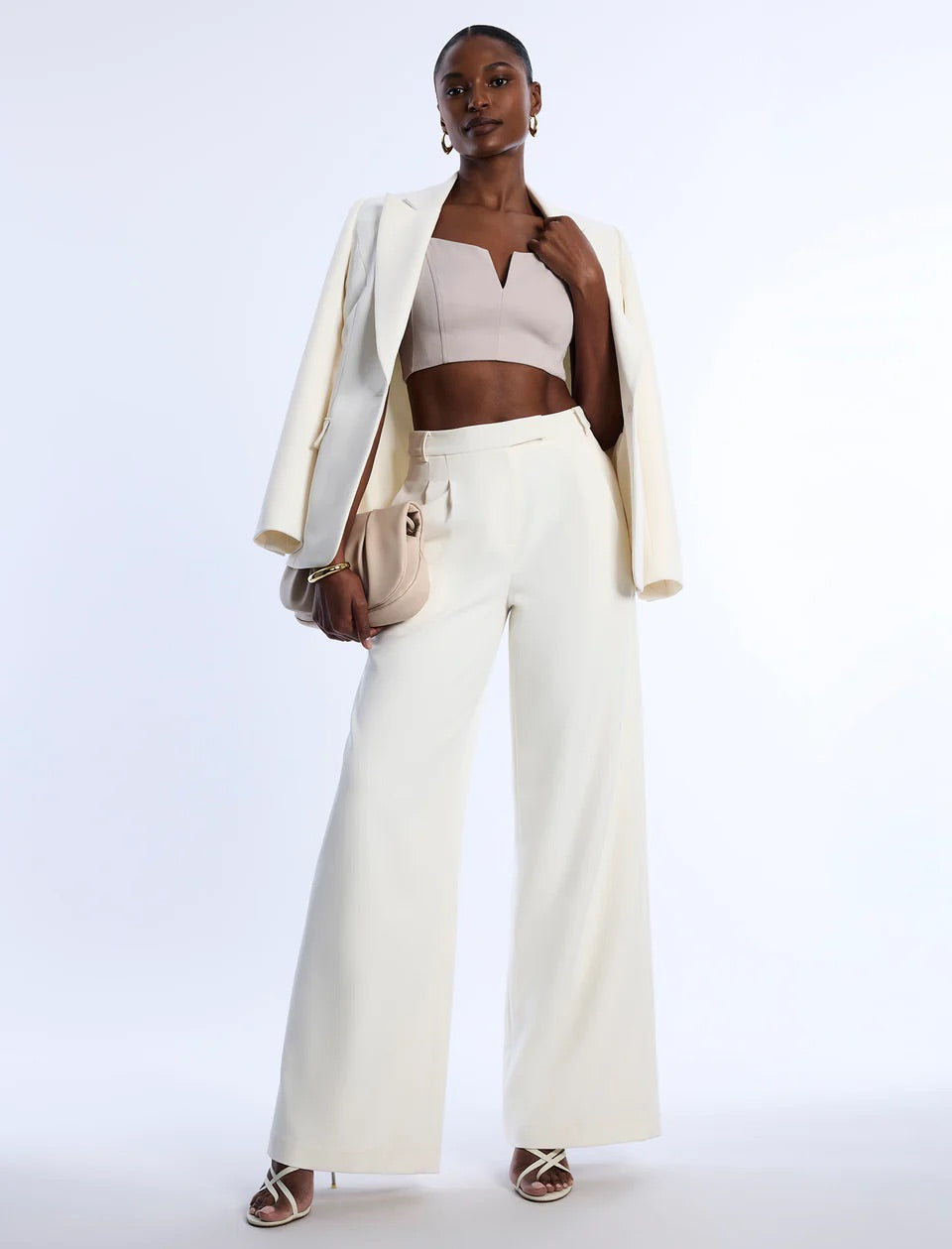 Pleat Front Wide Leg Pant