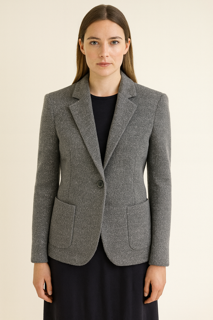 Single Breasted Shimmer Jacket - Charcoal