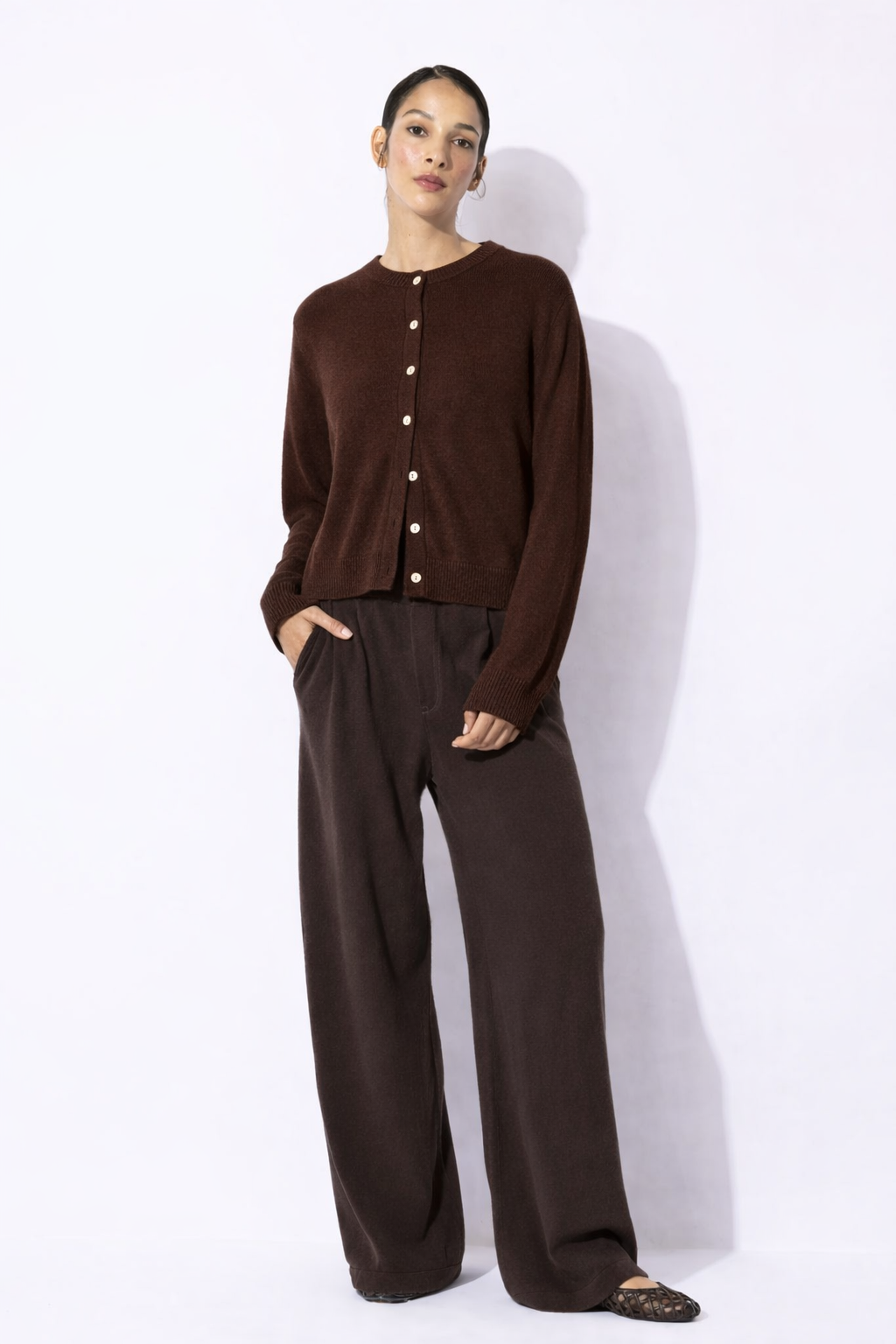 Classic Knit Cardigan with Ribbed Hem