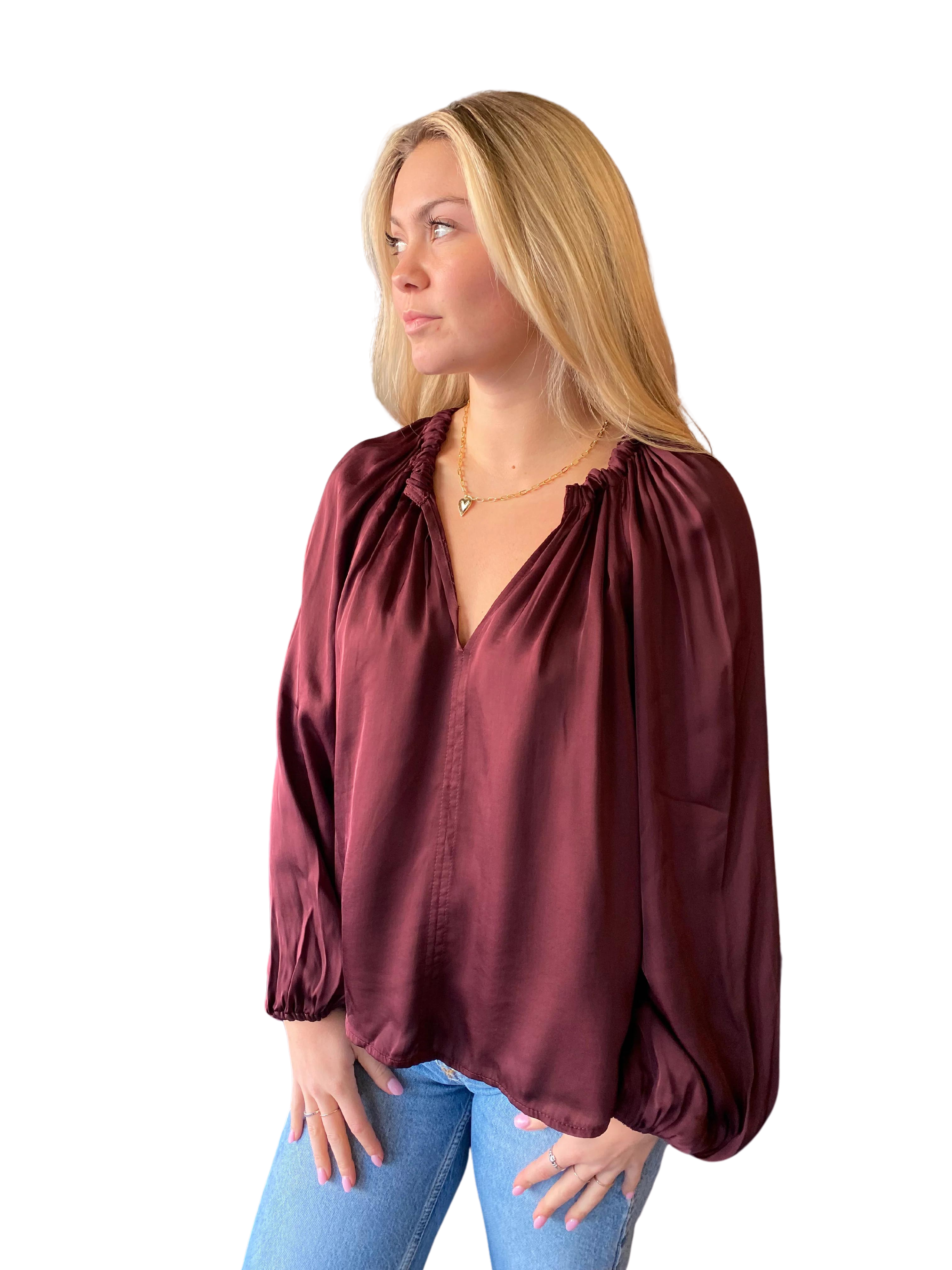 silk peasant top