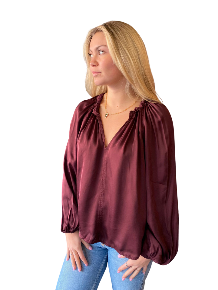 Noria Satin Peasant Top