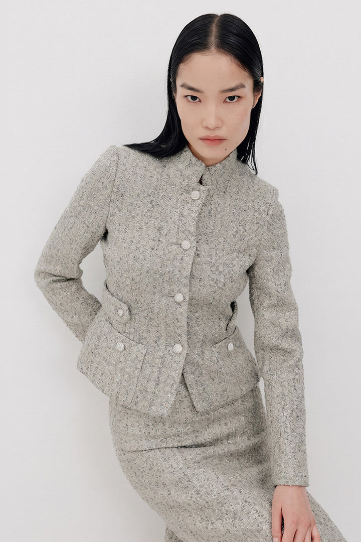 Silvia Tweed Jacket - Silver