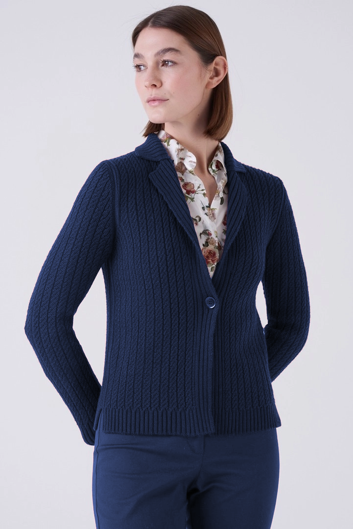 Tiffany Cable Cardigan Jacket - Navy