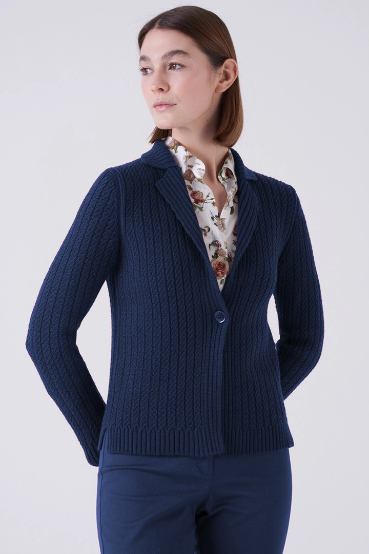 Tiffany Cable Cardigan Jacket - Navy