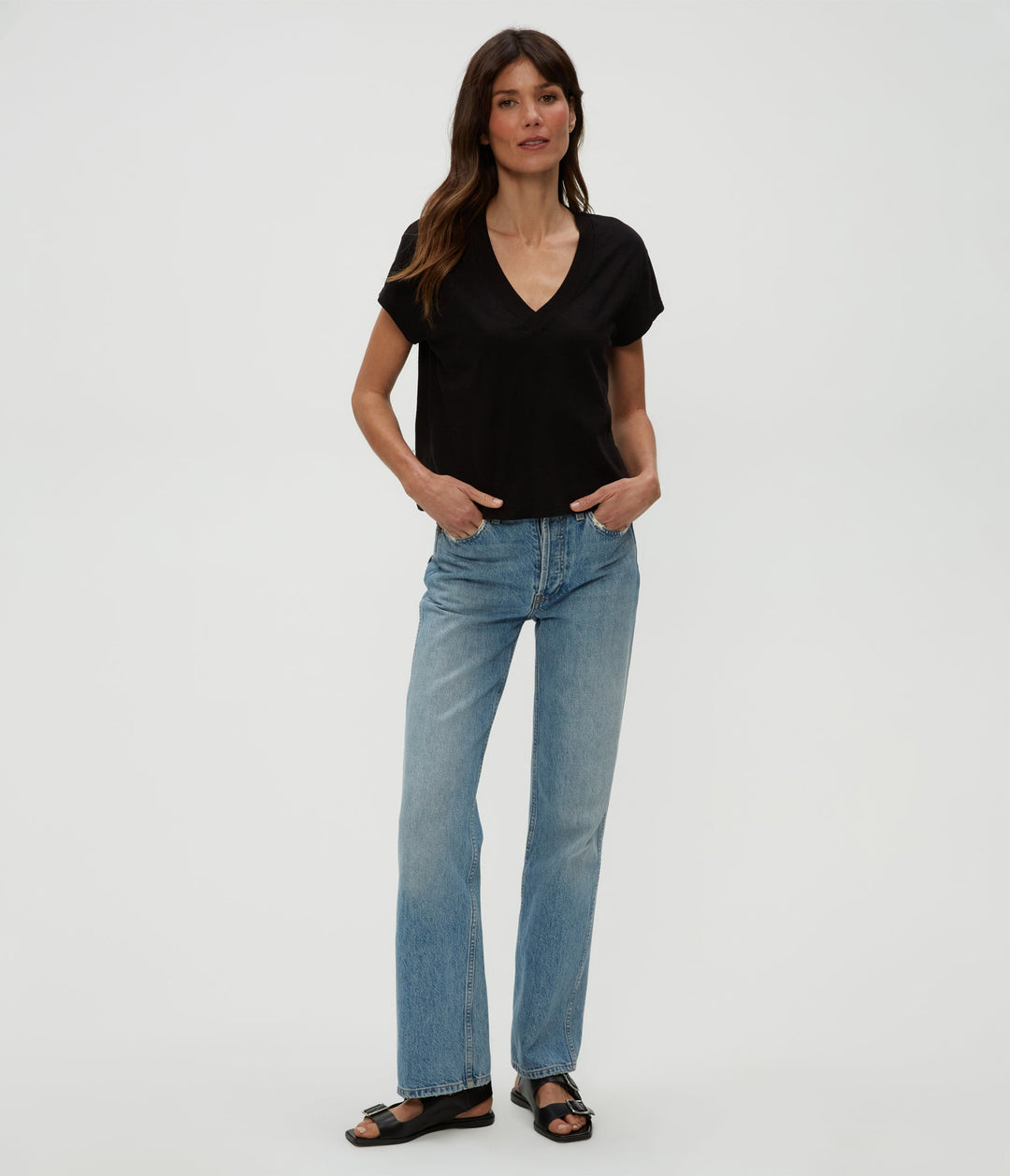 Harlan Cropped V Neck Tee
