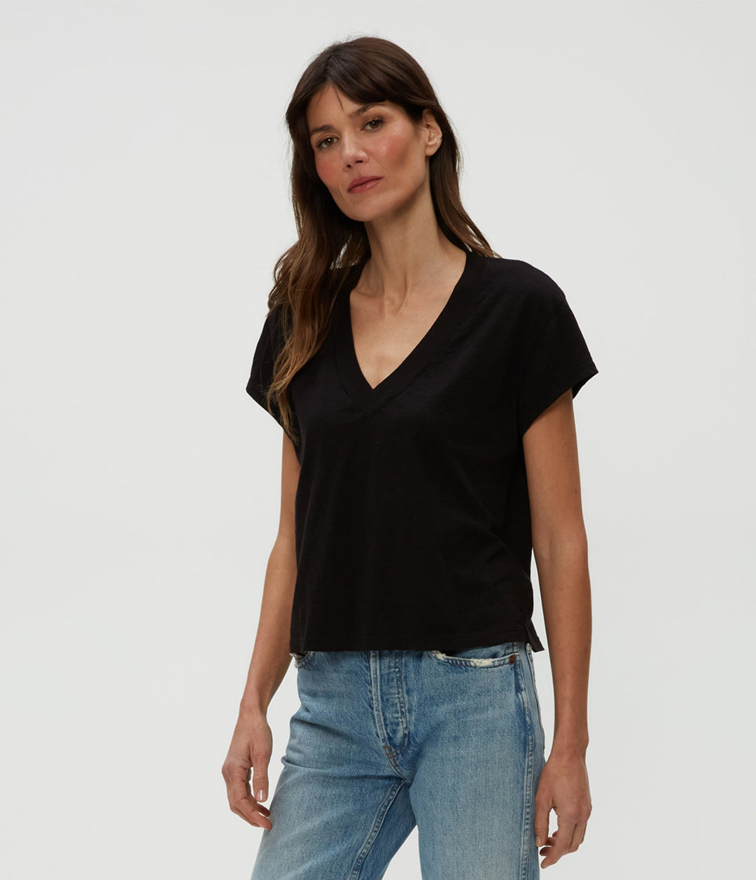 Harlan Cropped V Neck Tee
