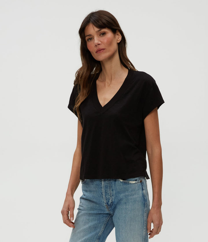 Harlan Cropped V Neck Tee