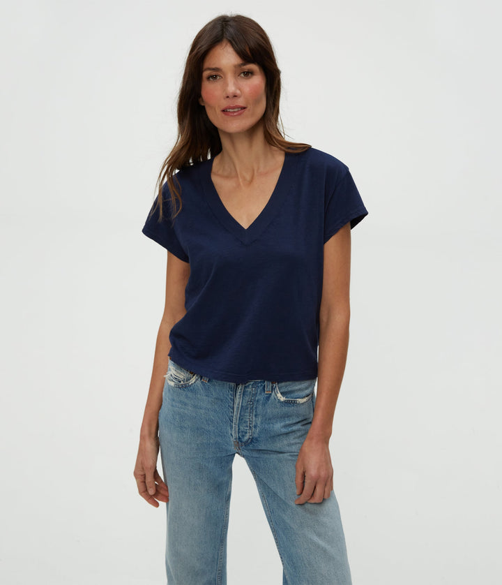 Harlan Cropped V Neck Tee
