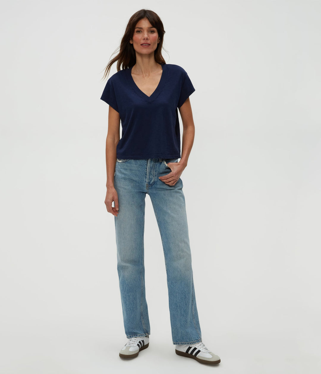 Harlan Cropped V Neck Tee