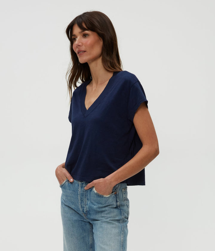 Harlan Cropped V Neck Tee