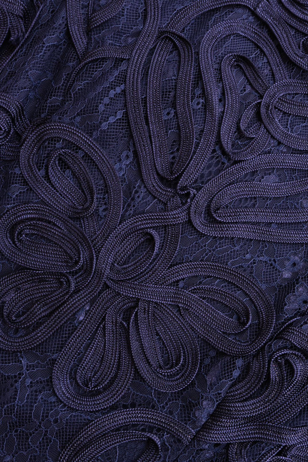 Meli Soutache Tea Length Dress - Navy