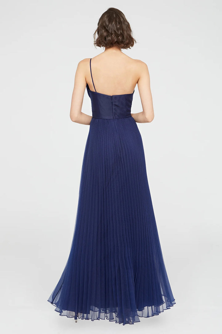 Delphine Pleated Organza Gown - Navy