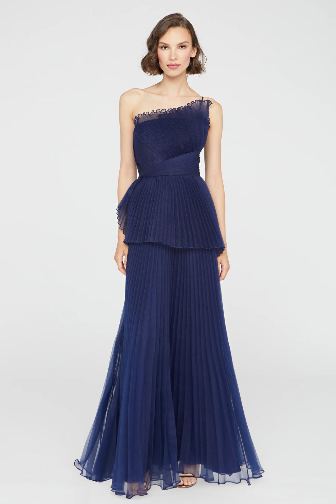 Delphine Pleated Organza Gown - Navy LIANA NYC Delphine Pleated Organza Gown - Navy LIANA NYC