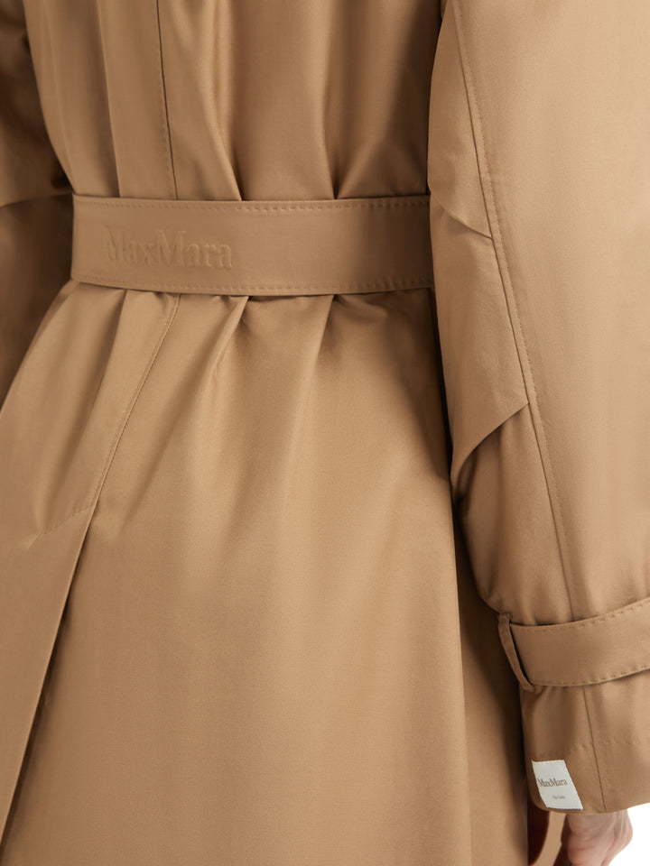 Water-repellent twill midi trench coat