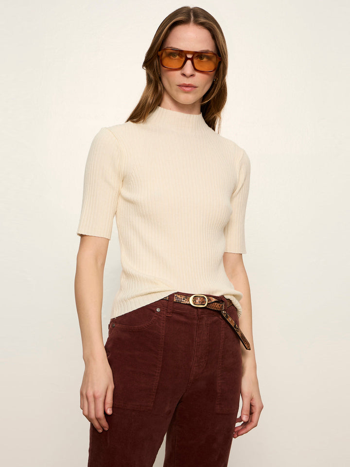 High Neck Ribbed Top