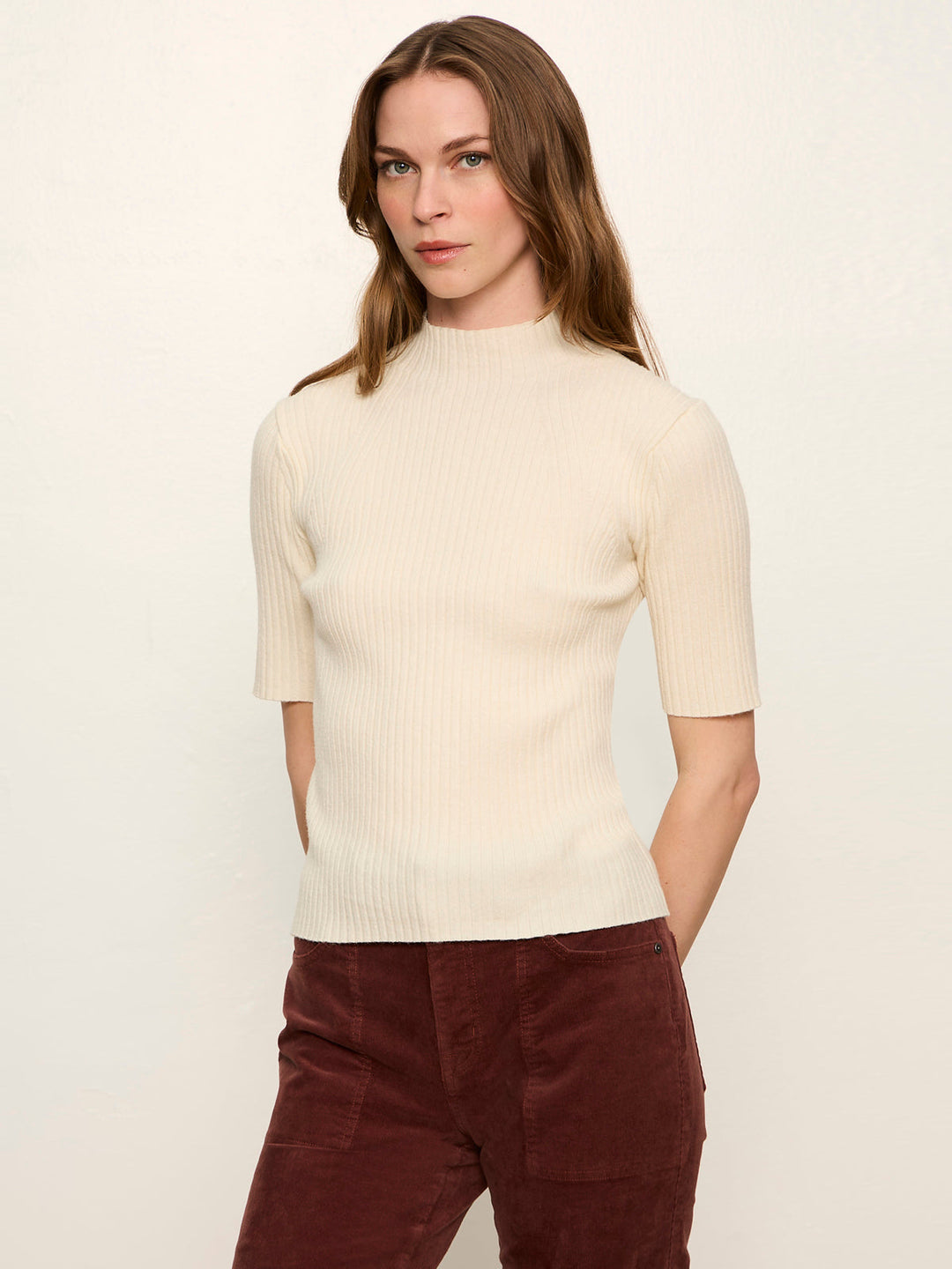 High Neck Ribbed Top