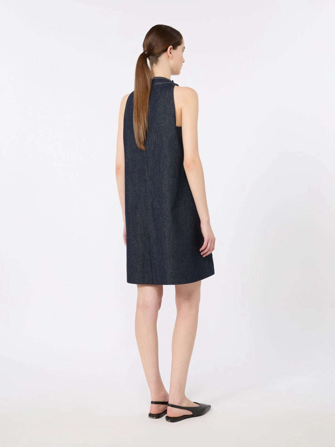 Short Sleeveless Cotton Denim Dress