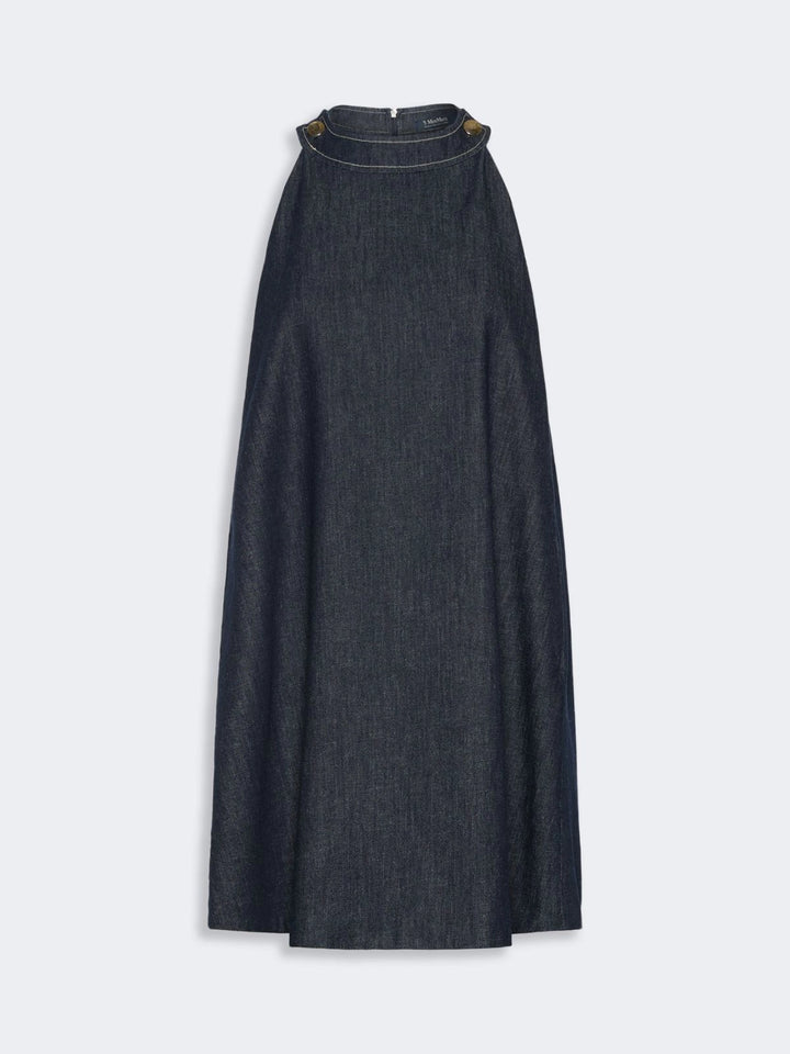 Short Sleeveless Cotton Denim Dress