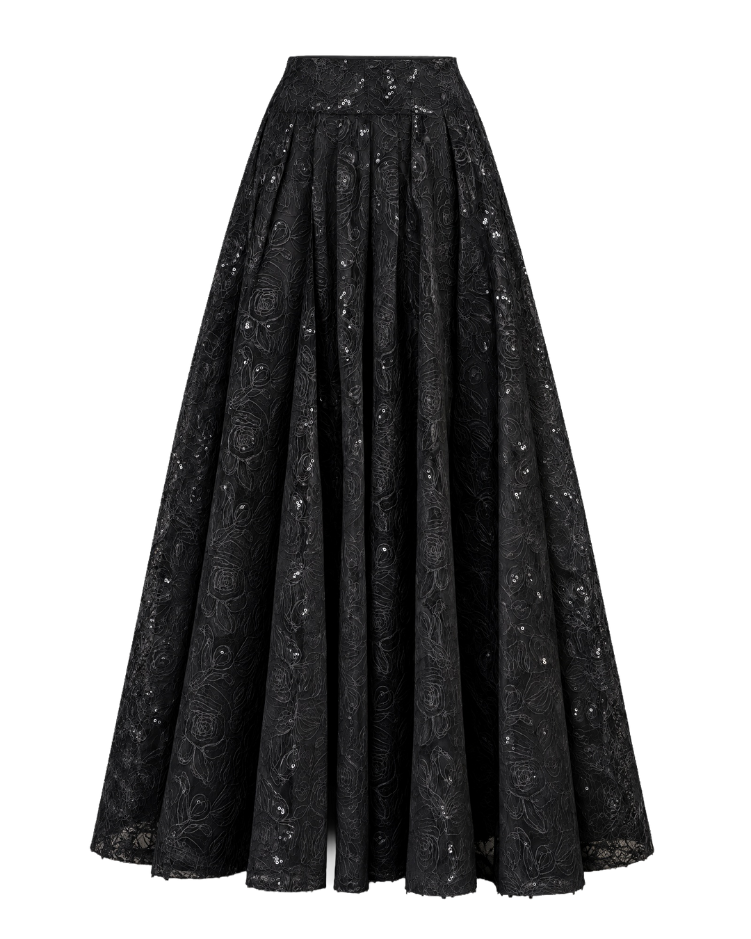 Lace Sequin Skirt - Black