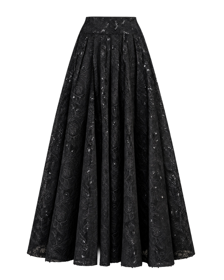 Lace Sequin Skirt - Black