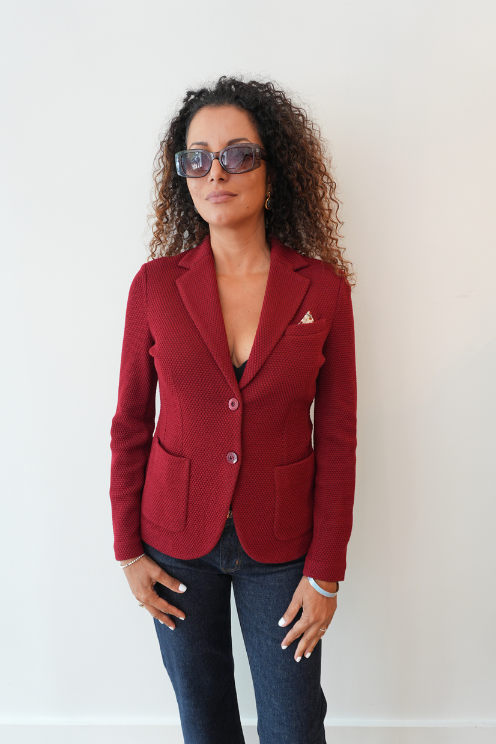 Single Button Honeycomb Jacket