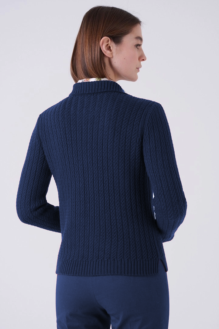 Tiffany Cable Cardigan Jacket - Navy